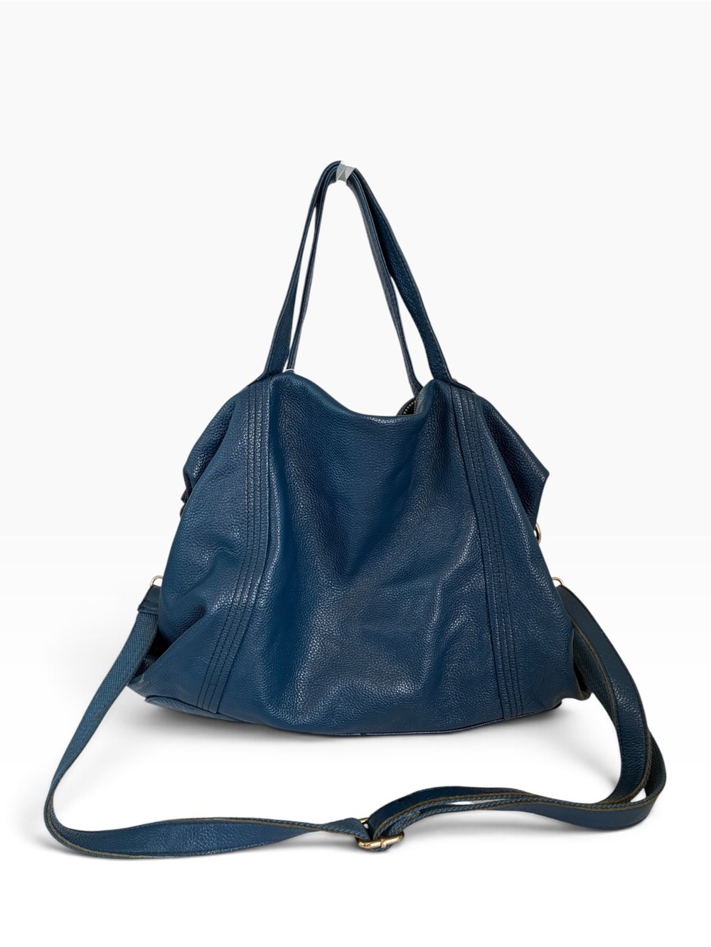 Blue Genuine Leather Slouchy Hobo Shoulder Crossbody Bag Large - Picture 2 of 7
